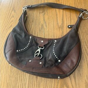 Women's Two-Tone Brown Leather Hobo Bag